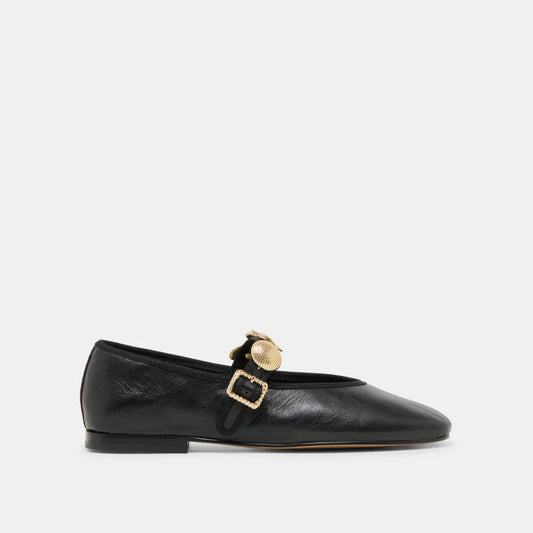 Dolce Vita Relan Black Leather Gold Ornaments Mary Jane