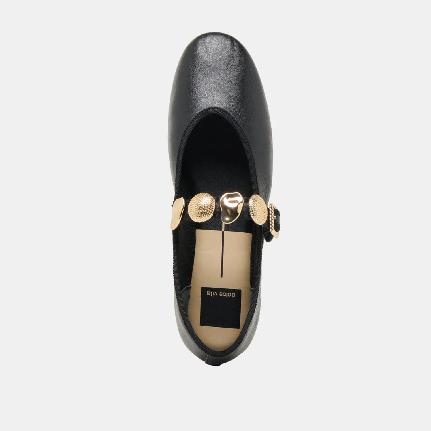 Dolce Vita Relan Black Leather Gold Ornaments Mary Jane