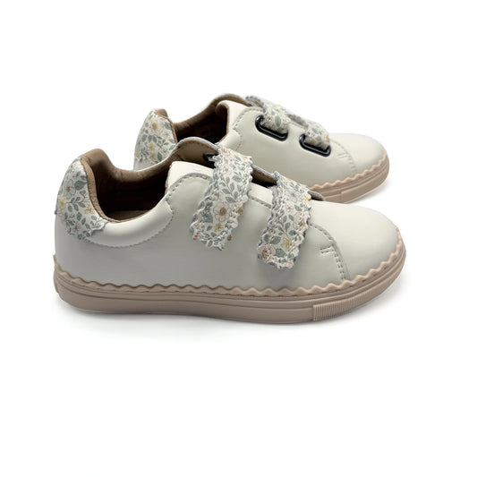 white floral velcro sneaker