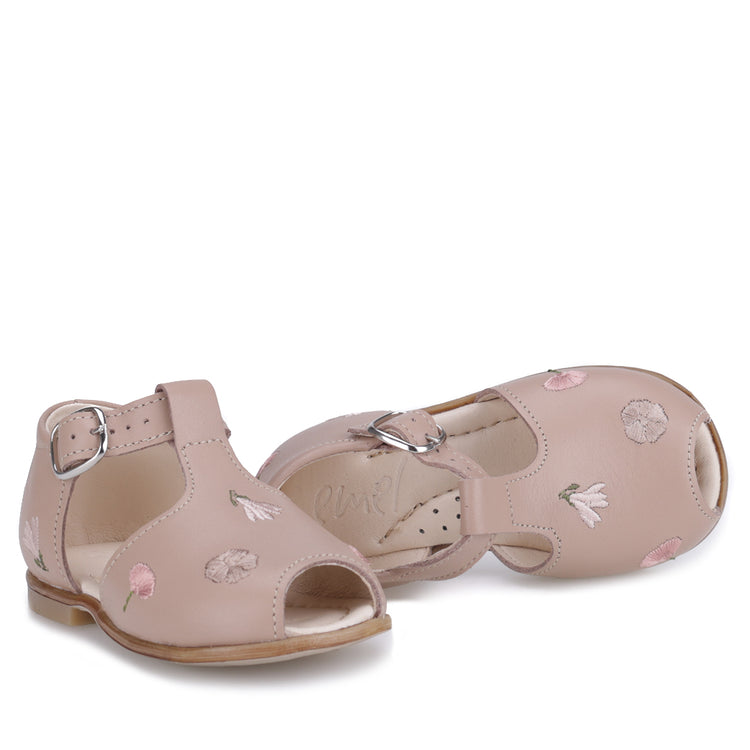 Emel Taupe Embroidery Baby Sandal E2208