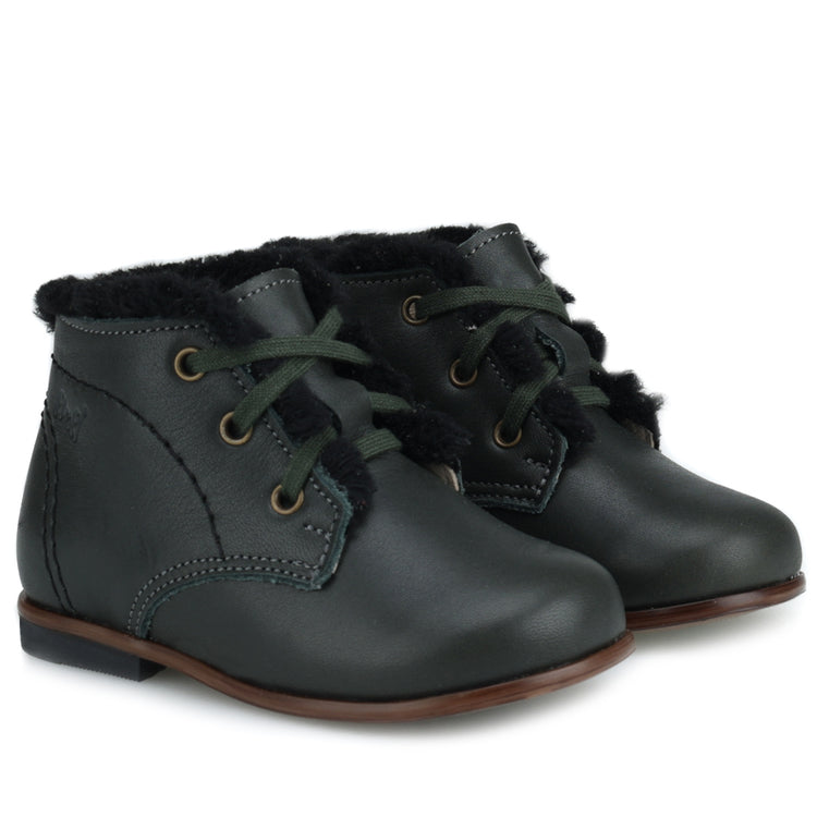 Emel Dark Green Fur Baby Bootie 2408