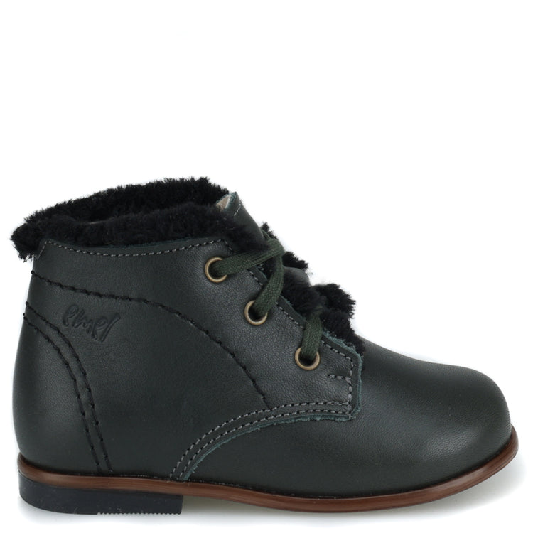 Emel Dark Green Fur Baby Bootie 2408