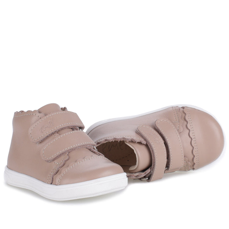 Emel Stone Taupe Velcro Baby Sneaker 2671