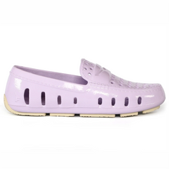 Lavender clog shoe on a white background