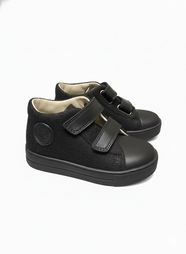 Falcotto Michael Black Flannel Velcro Sneakers