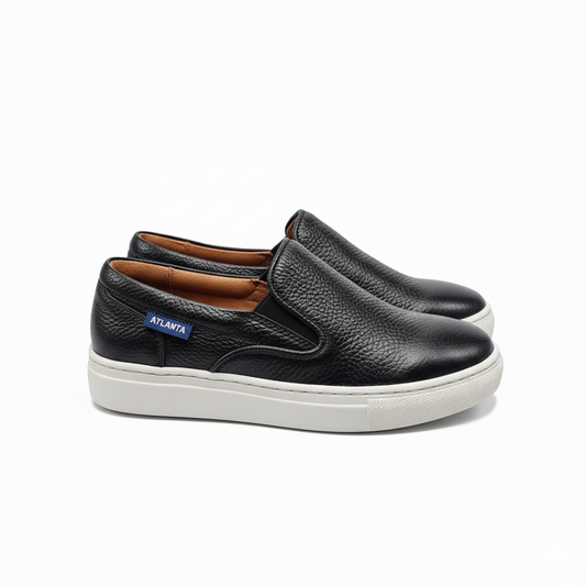 Atlanta Mocassin Black Grainy Slip On Sneaker 18426