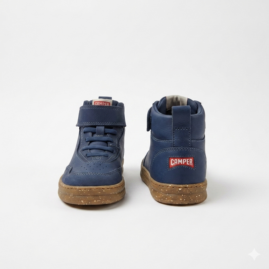 Camper Denim Blue Hi Top Velcro Sneaker