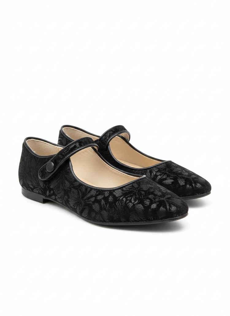 LMDI Black Floral Pointed Mary Jane SS2479