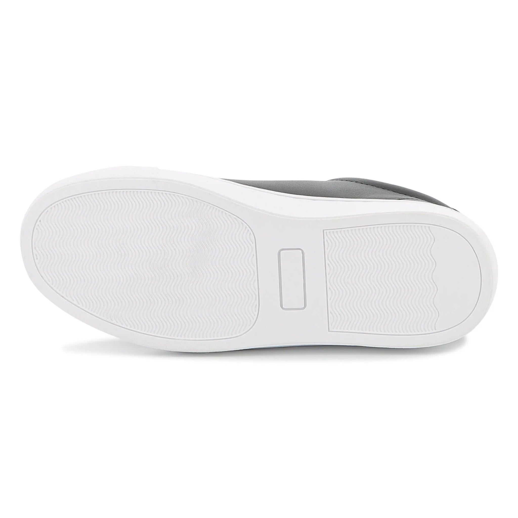 black sneaker with white sole on a white background