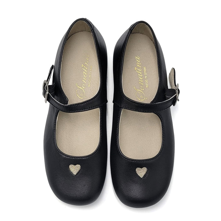 Sonatina Tracey Black Gold Heart Cut Out Mary Jane