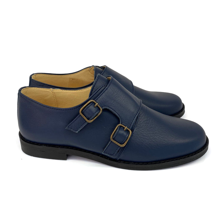 Andanines Marine Blue Double Monk Strap Dress Shoe 222413