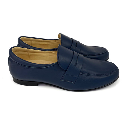 Andanines Navy Leather Penny Slip on 202751