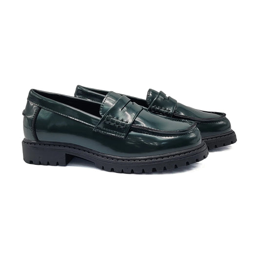Mamelina Hunter Green Chunky Penny Loafer 1228