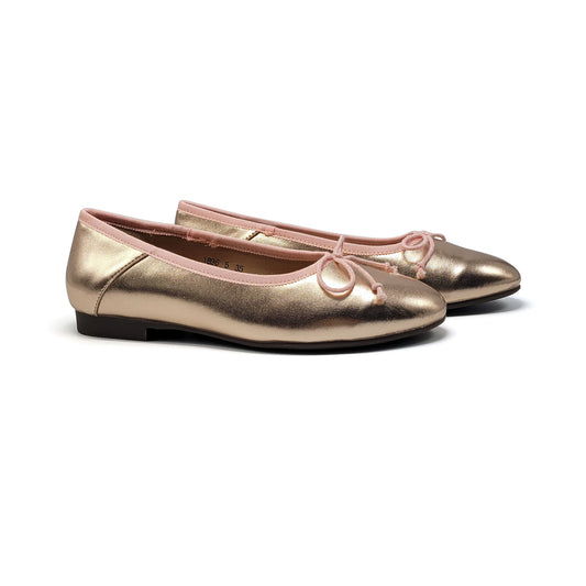 Mamelina Rose Gold Bow Ballet Flats 1896