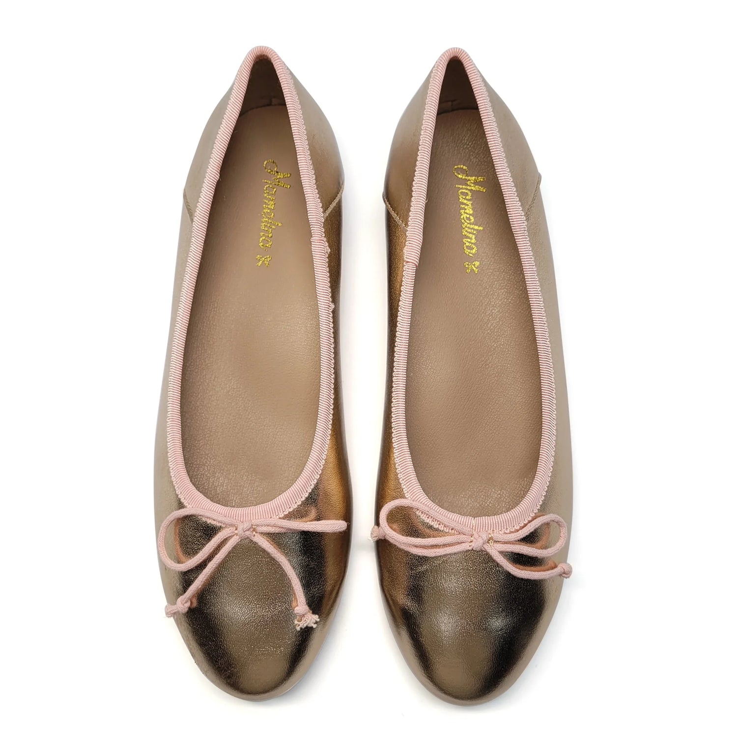 Mamelina Rose Gold Bow Ballet Flats 1896