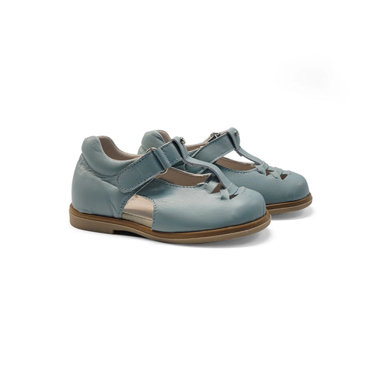 Manuela De Juan Light Blue Velcro T Strap Sandal S3256