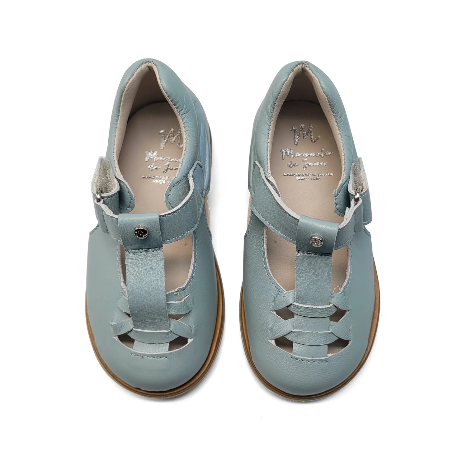 Manuela De Juan Light Blue Velcro T Strap Sandal S3256