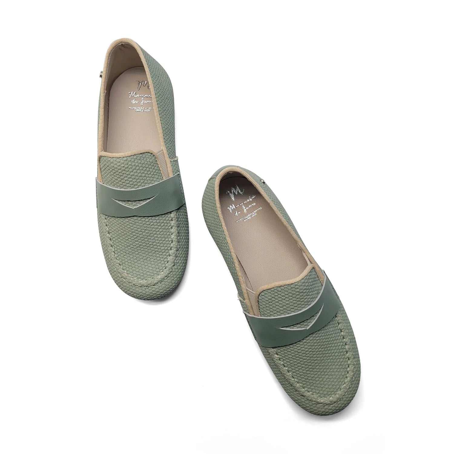 Manuela De Juna Sage Green Penny Loafer S3139