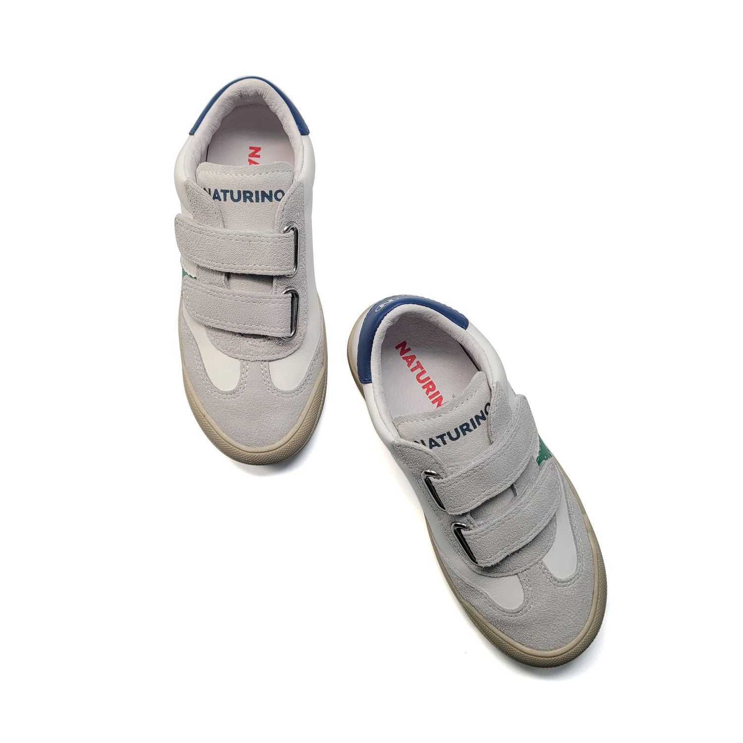 Naturino Riby Green Grey Suede Velcro Sneaker 