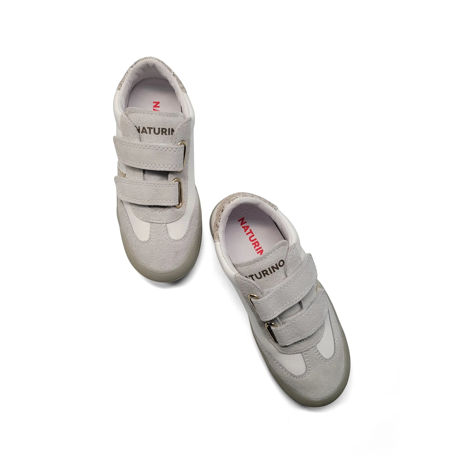 Naturino Riby White Grey Suede Velcro Sneaker 