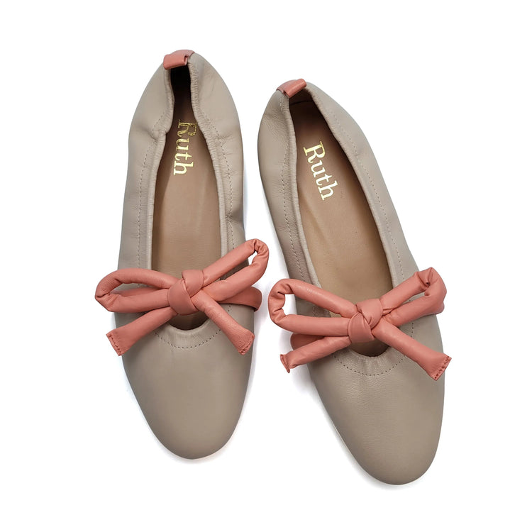 Ruth Secret Nude Peach Bow Ballet Flat 3690