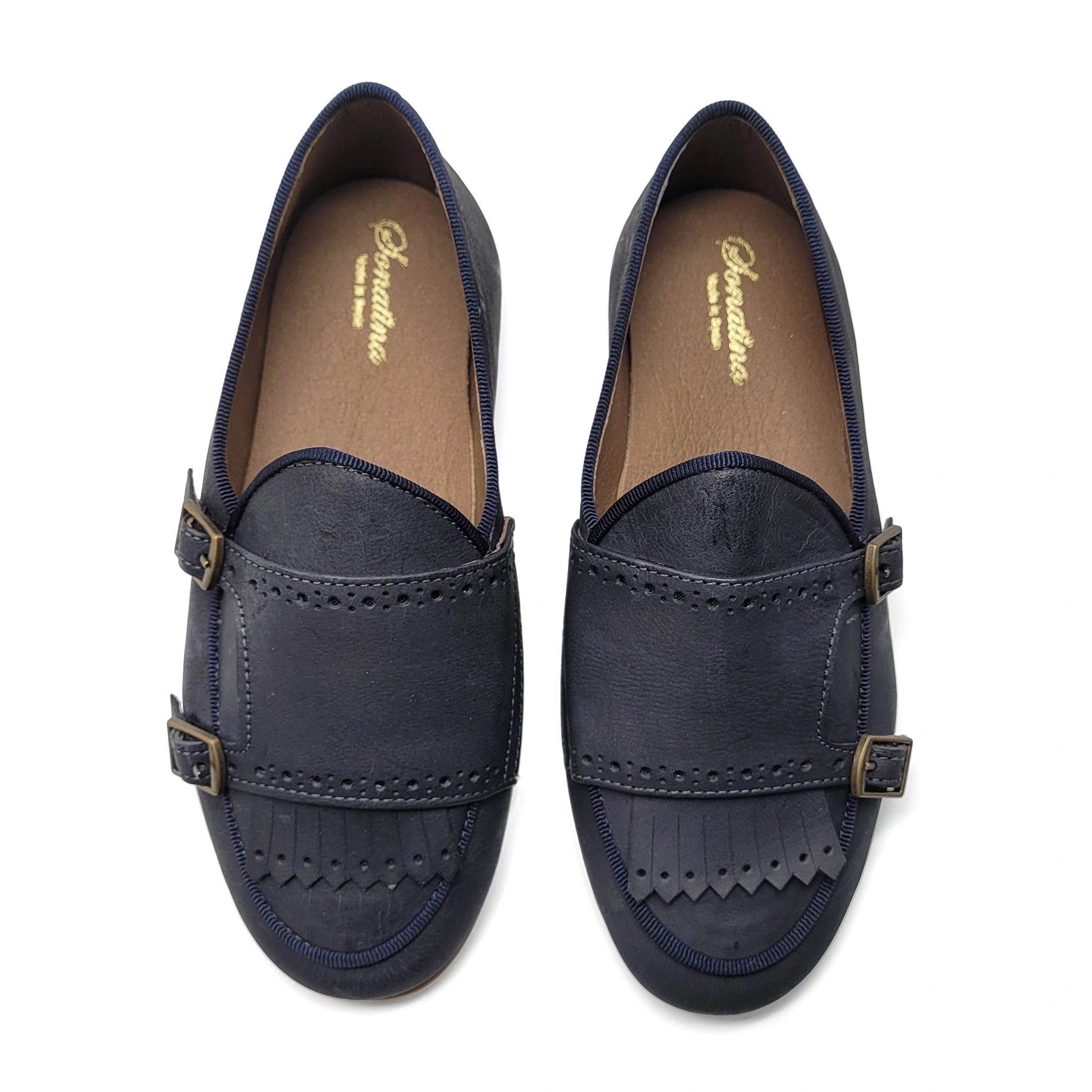 Sonatina Rogers Brushed Navy Fringe Slip on