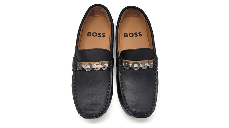 HUGO BOSS Black Embossed Ribbon Slip On Loafer -J29363-