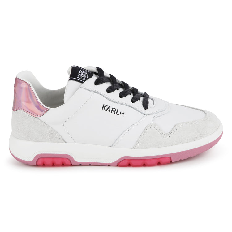 Karl Lagerfeld White Pink Lace Sneaker Z30008