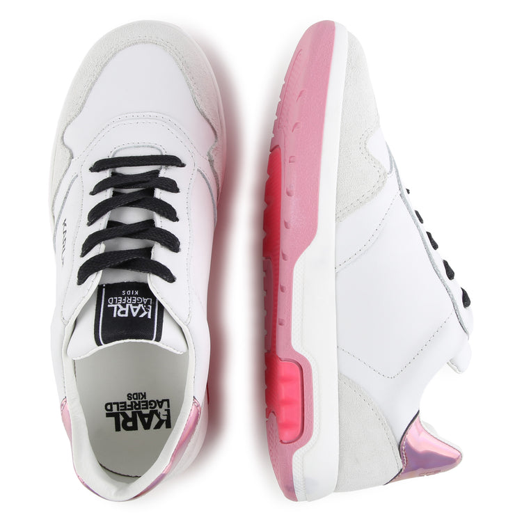 Karl Lagerfeld White Pink Lace Sneaker Z30008
