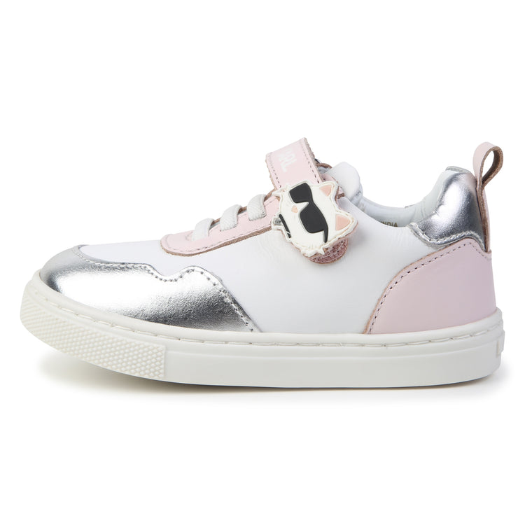 Karl Lagerfeld Grey Silver Pink Velcro Sneaker Z30015