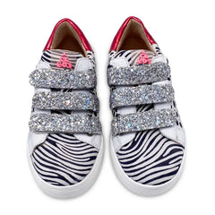 Acebos metallic red black white print velcro sneaker 9878 - girls