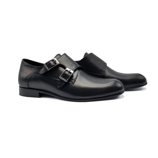 Andanines Black Leather Double Monk Dress Shoe 221954 - BOYS