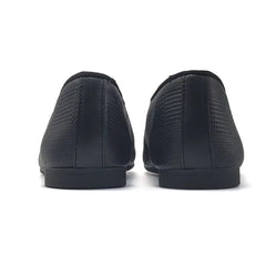 Andanines black leather houndstooth print smoking slip on 182447 - slip on dress shoe