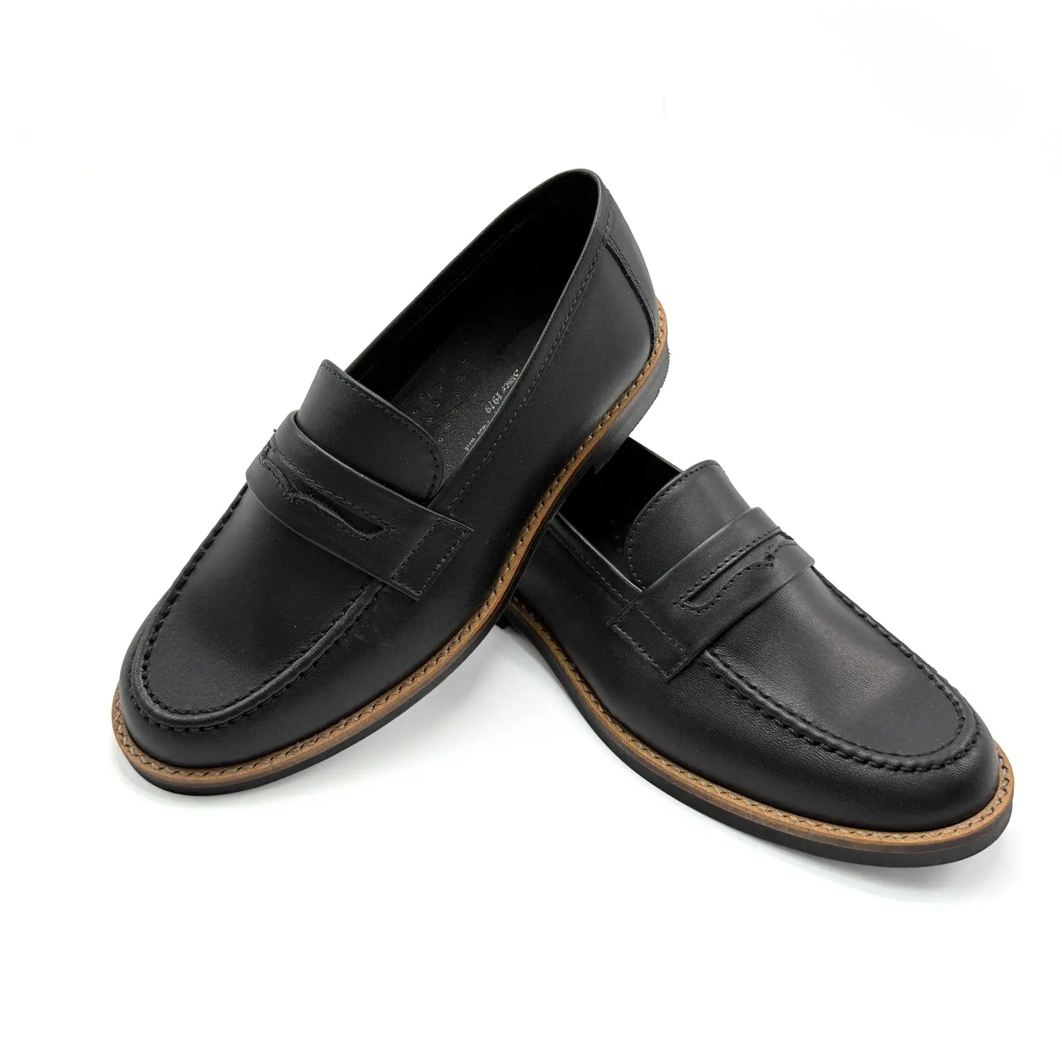 Andanines black leather slip on dress shoes fast shipping