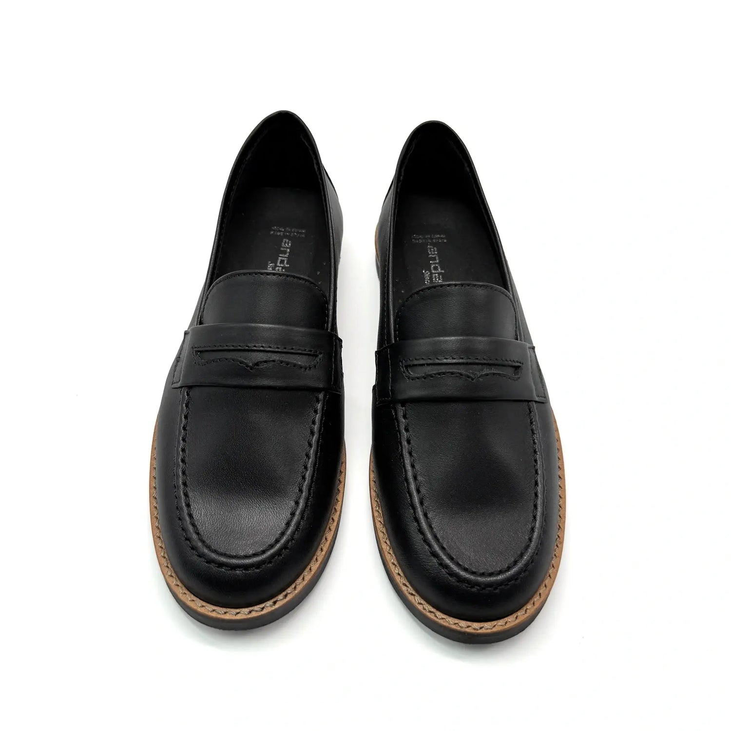 Andanines black leather slip on dress shoes fast shipping