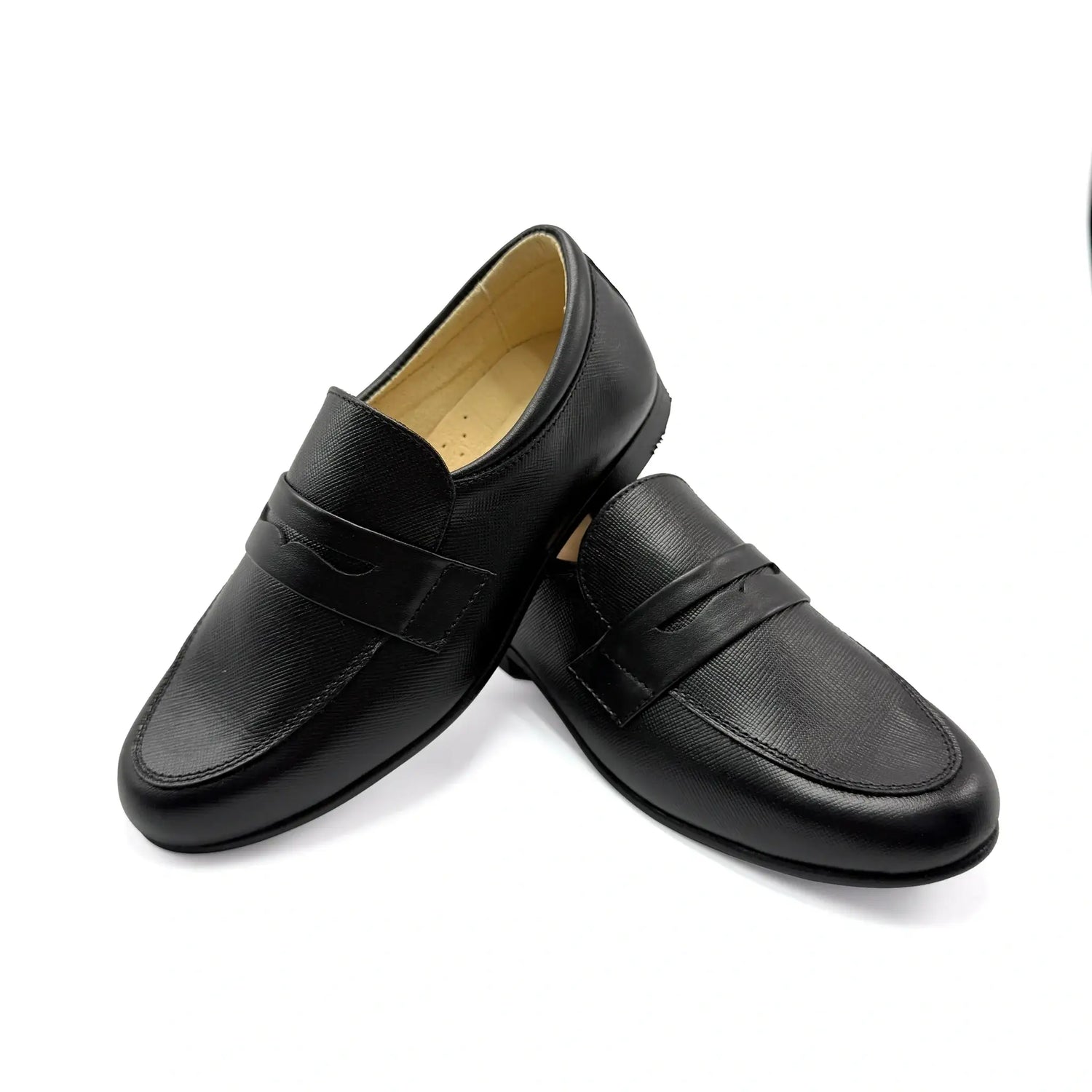 Andanines black leather slip on dress shoes fast shipping