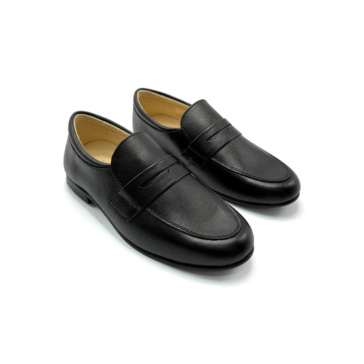 Andanines black leather slip on dress shoes fast shipping