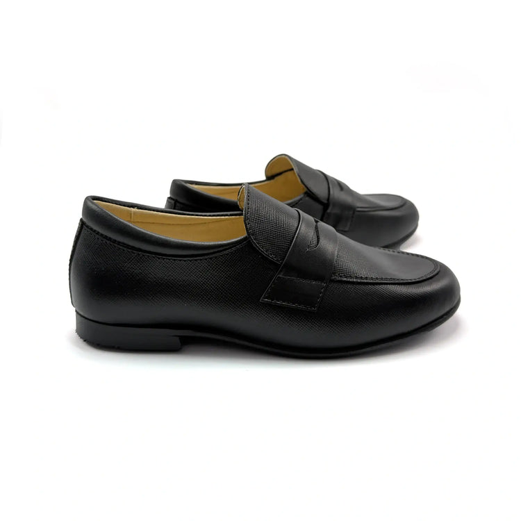 andanines black leather slip on loafer