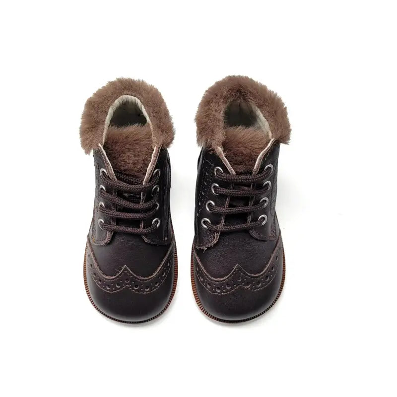Andanines Chocolate Brown Fur Baby Bootie 242158