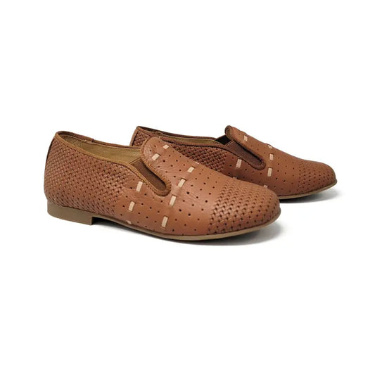 Andanines cognac woven smoking shoe 182447 - slip on dress shoe