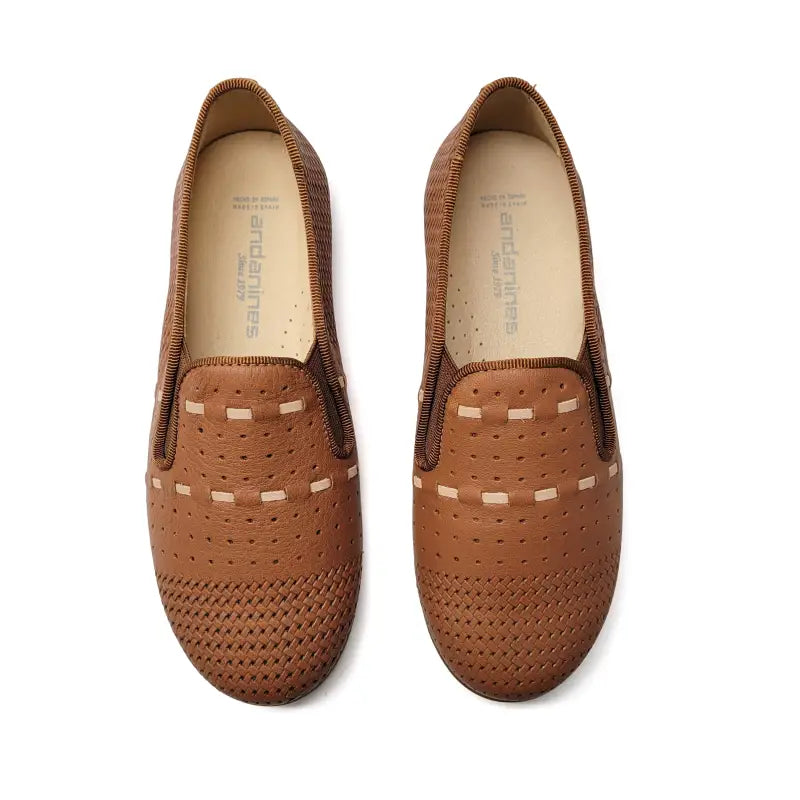 Andanines cognac woven smoking shoe 182447 - slip on dress shoe