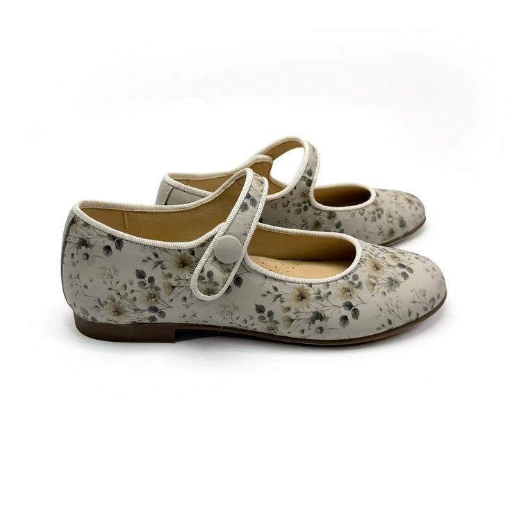 Andanines floral beige mary jane shoes fast shipping