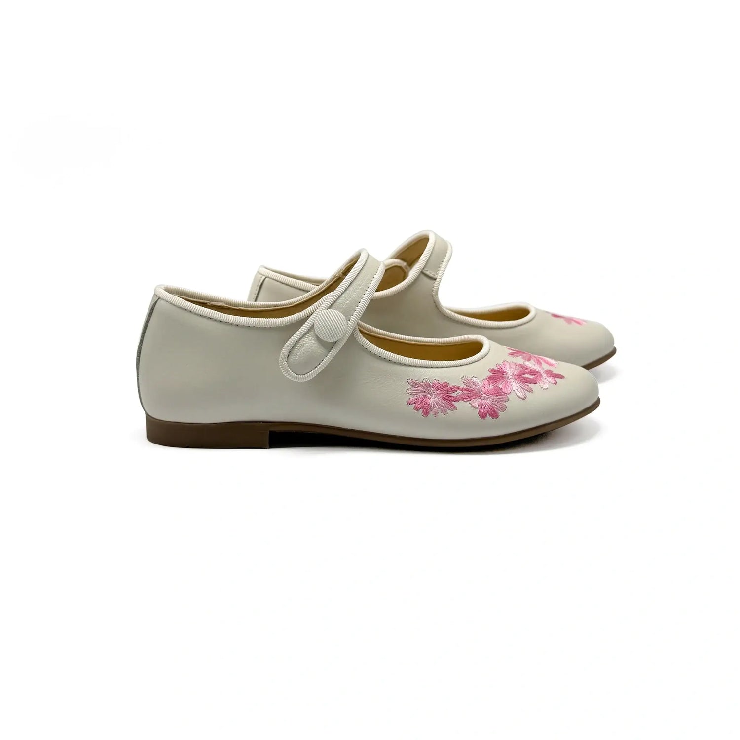Andanines ivory pink embroidered mary jane fast shipping