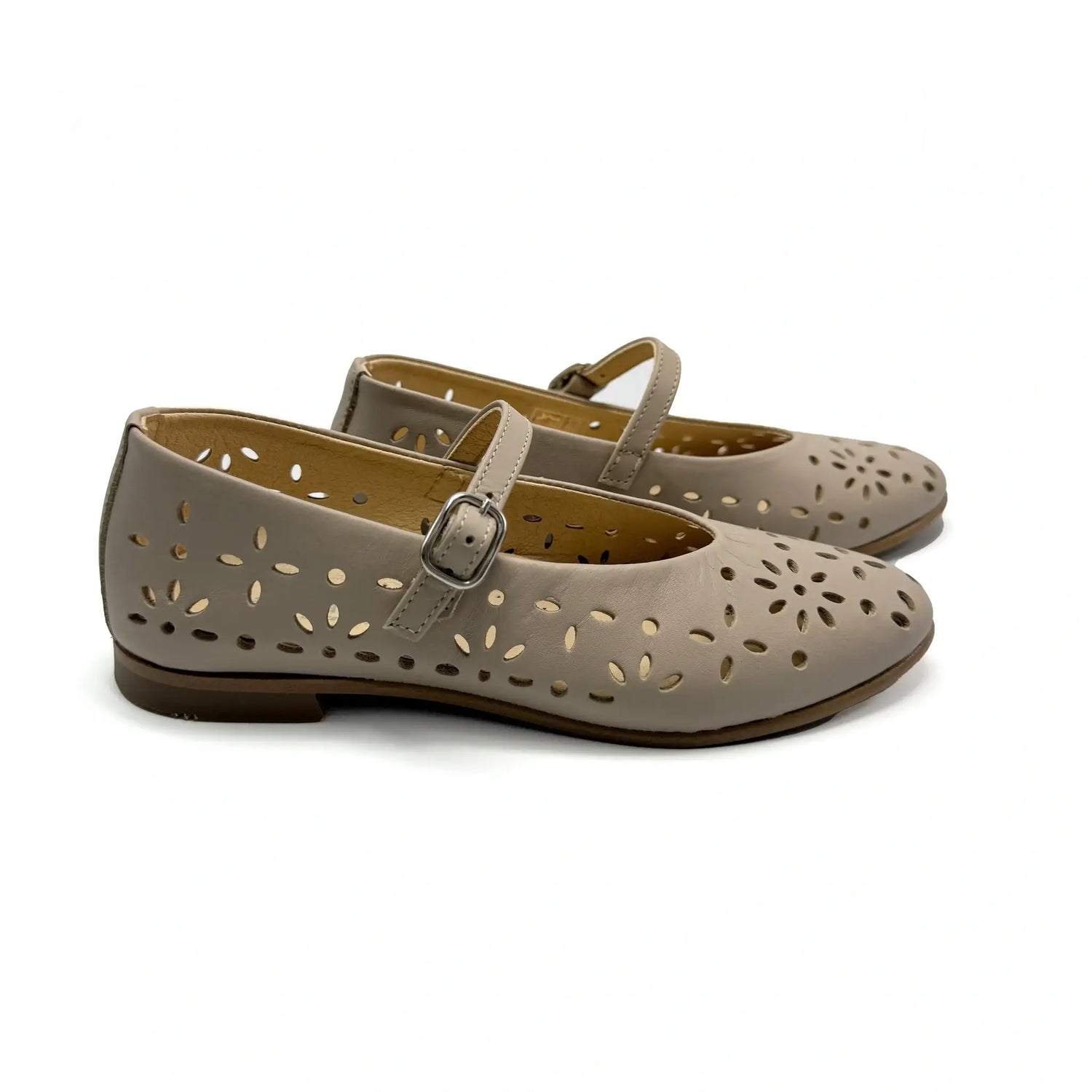 light taupe floral cut mary jane