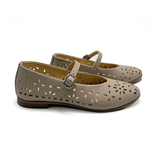 light taupe floral cut mary jane