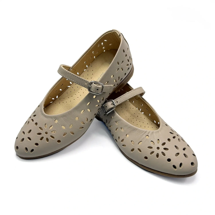 Andanines taupe floral mary jane shoes fast shipping