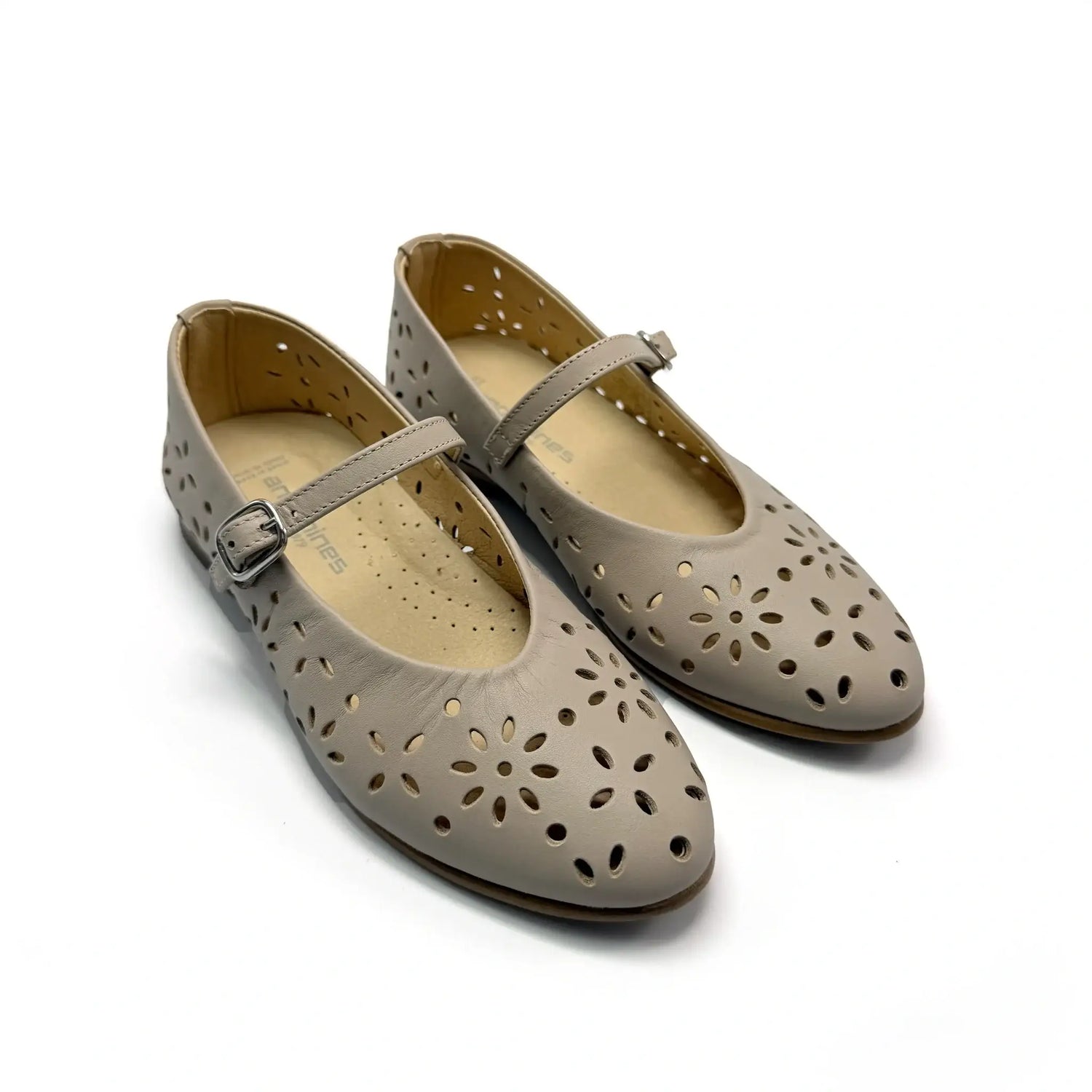 Andanines taupe floral mary jane shoes fast shipping