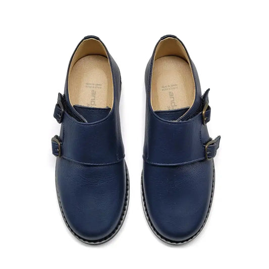 Andanines Marine Blue Double Monk Strap Dress Shoe 222413