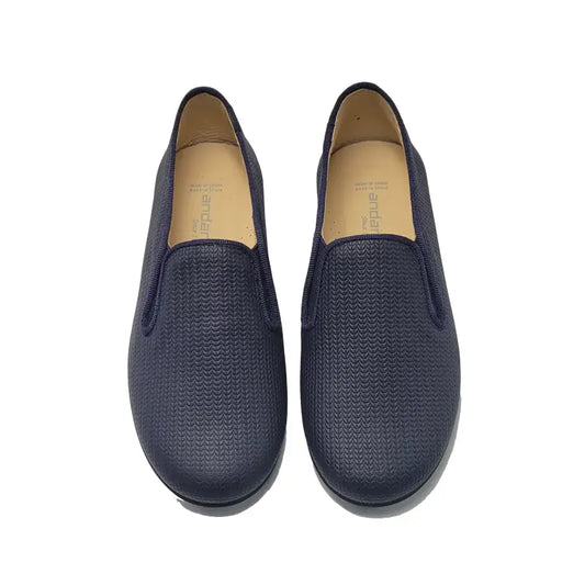 Andanines navy geometric smoking slip on 182447 - slip on dress shoe