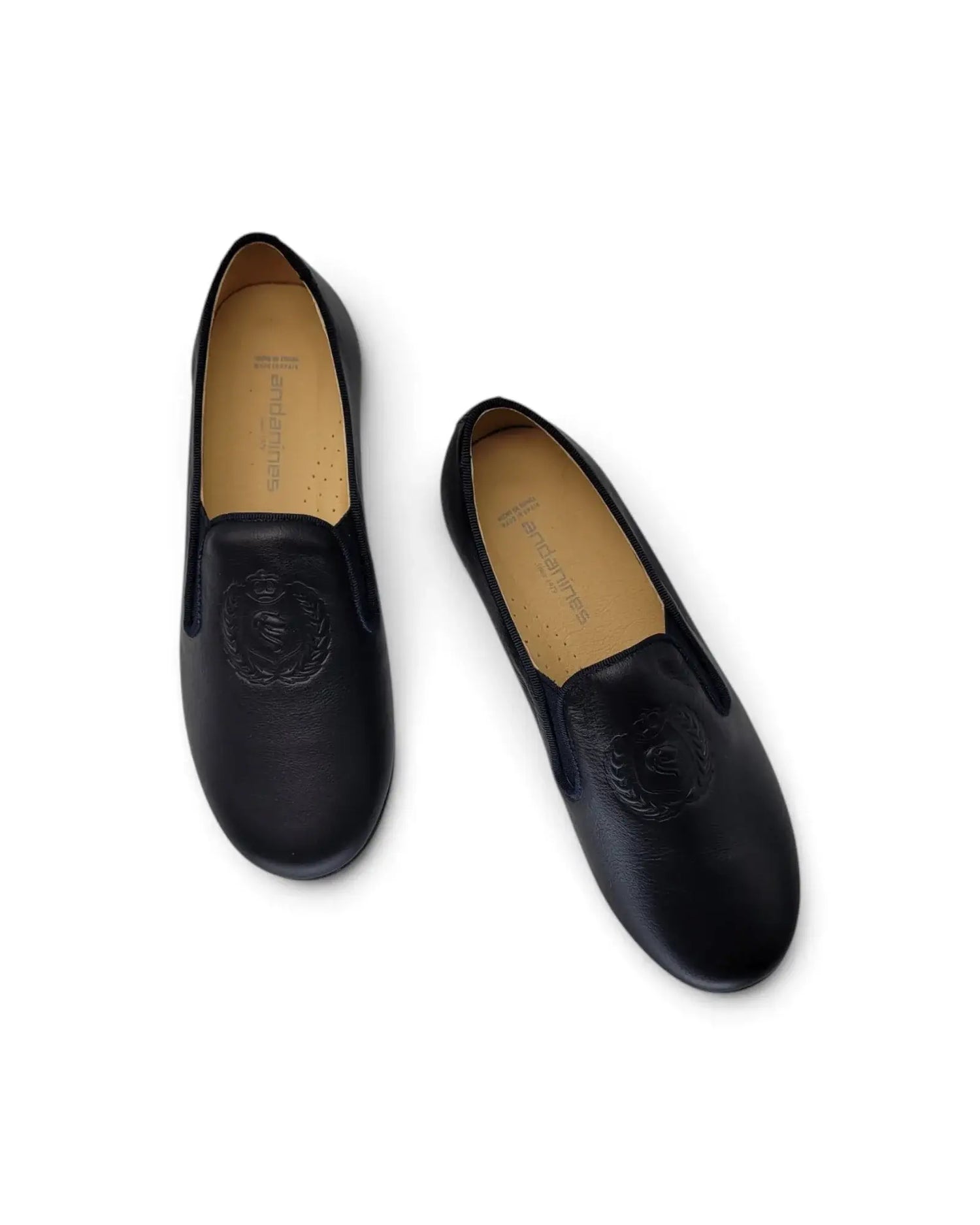 Andanines navy mousse embossed smoking slip-on | kids fast shipping